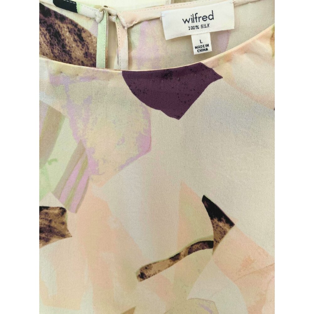 Aritzia Wilfred 100% Silk Top, Large, Geometric Design - Picture 3 of 6